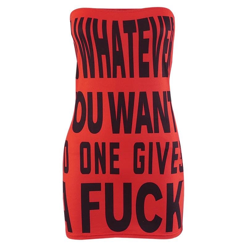 Sleeveless contrast print backless tube mini dress  | red tango dress