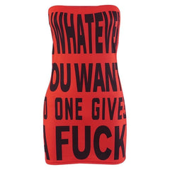 Sleeveless contrast print backless tube mini dress  | red tango dress