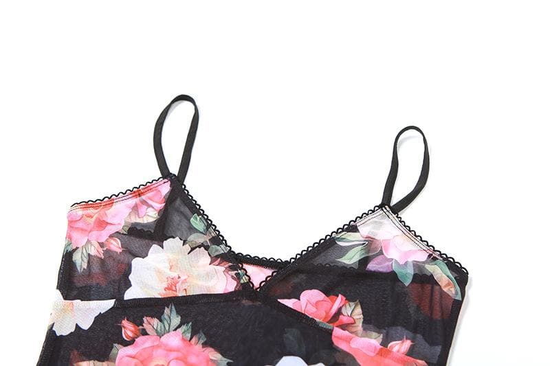 Sheer mesh flower print cami maxi dress  | samba dress