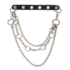 O ring PU leather beaded layered waist chain