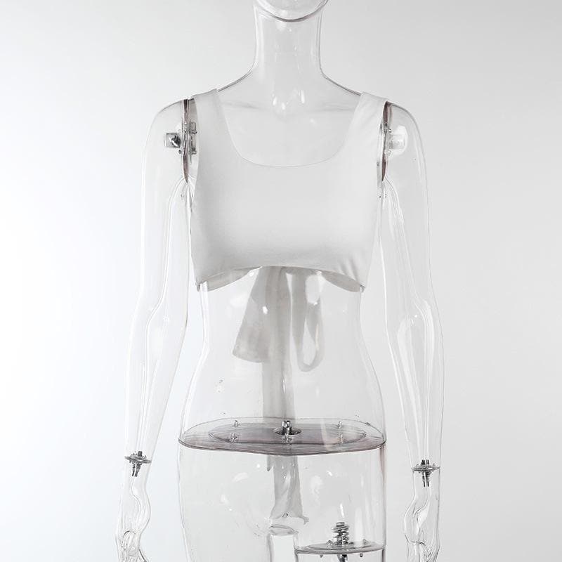 Self tie solid 2-way crop top