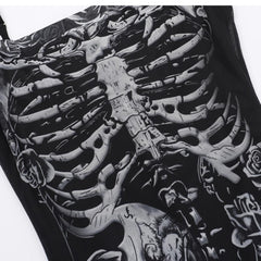Human skeleton print mesh cami maxi dress