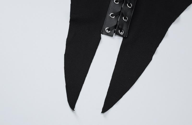 Lace up PU leather patchwork cami midi dress