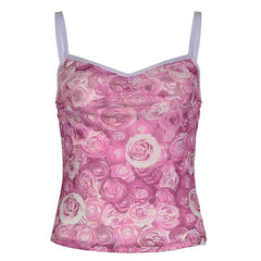 V neck flower print backless cami top