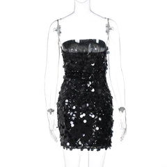 Glitter backless tube mini dress