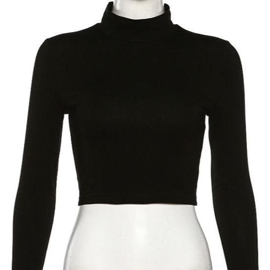 Lace up back long sleeve crop top
