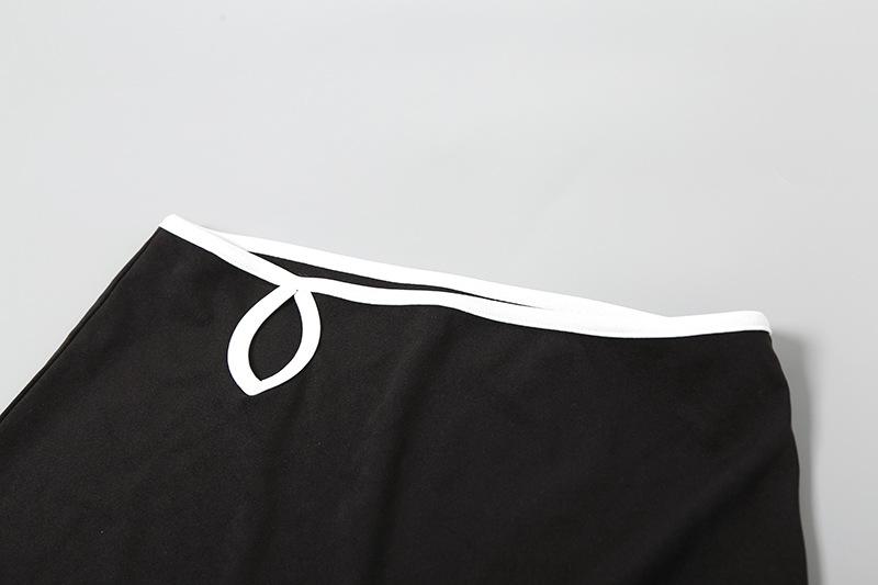 U neck stitch hollow out cami mini skirt set