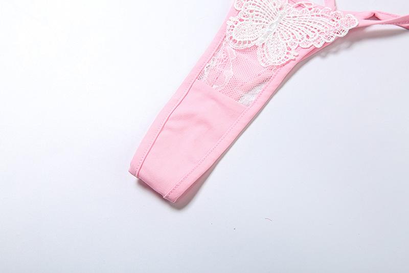 Lace butterfly pattern cross front hollow out cami bodysuit