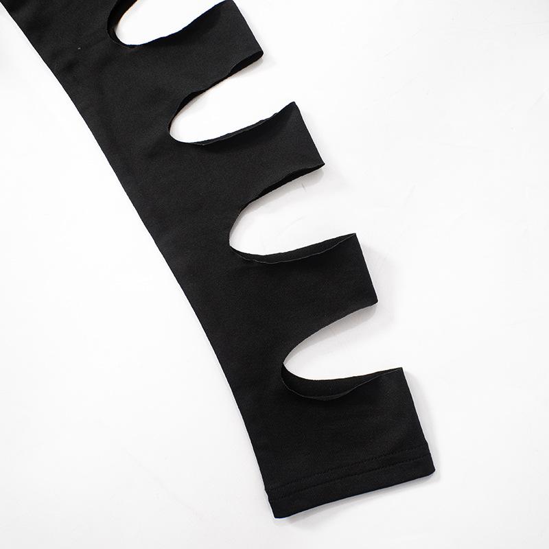 High neck long sleeve hollow out pant set