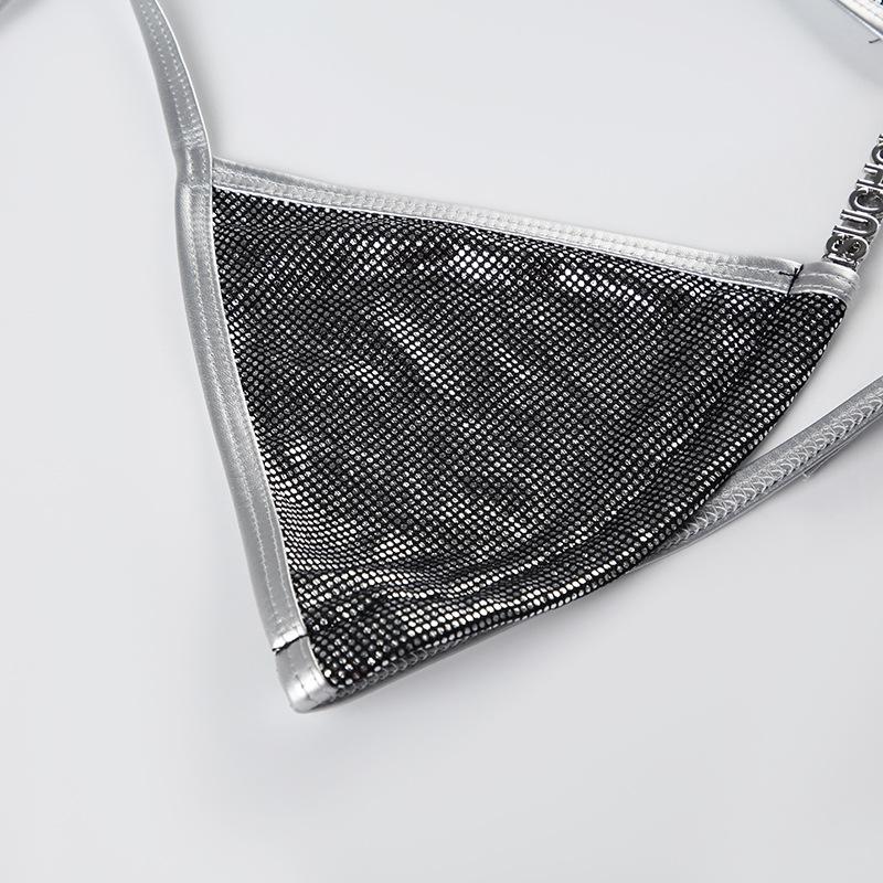 Halter polka dot metallic self tie pant set