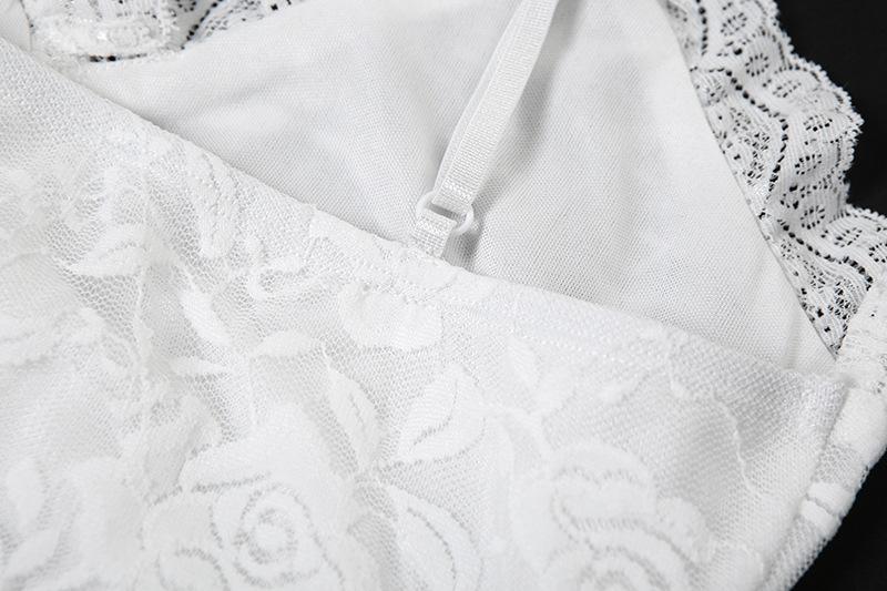 Lace ruffle flower pattern cami midi dress