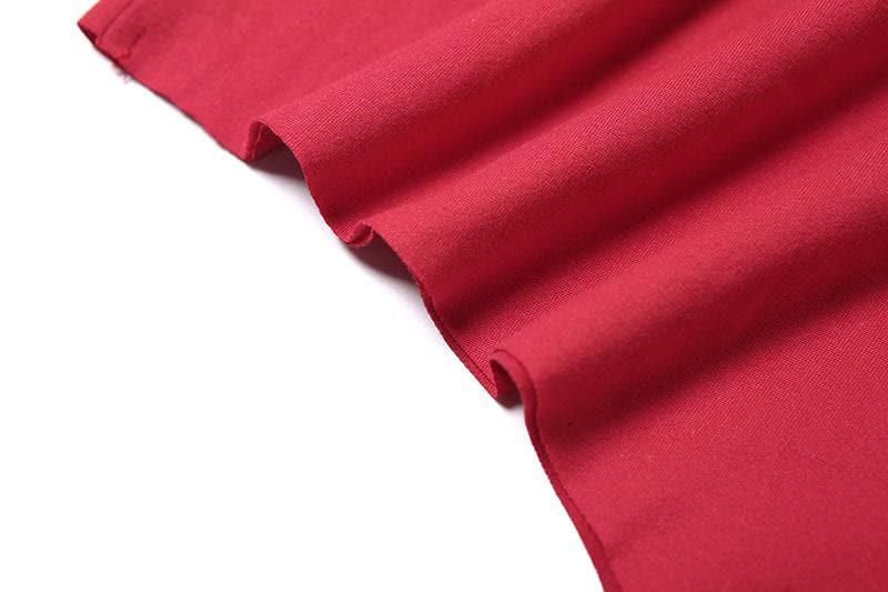 Long sleeve halter irregular one shoulder maxi dress  | red tango dress