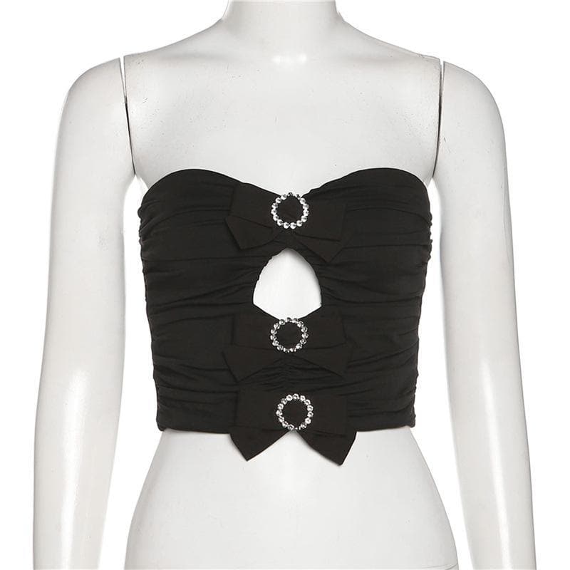 Hollow out bowknot tube cut out top