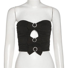 Hollow out bowknot tube cut out top