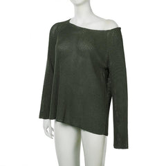 Long sleeve off shoulder knitted top