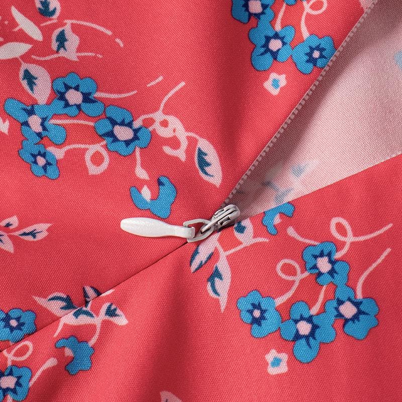 Flower print zip-up u neck cami maxi dress  | red tango dress
