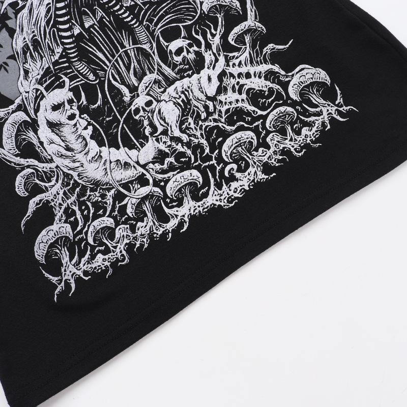 U neck abstract skull pattern tank mini dress