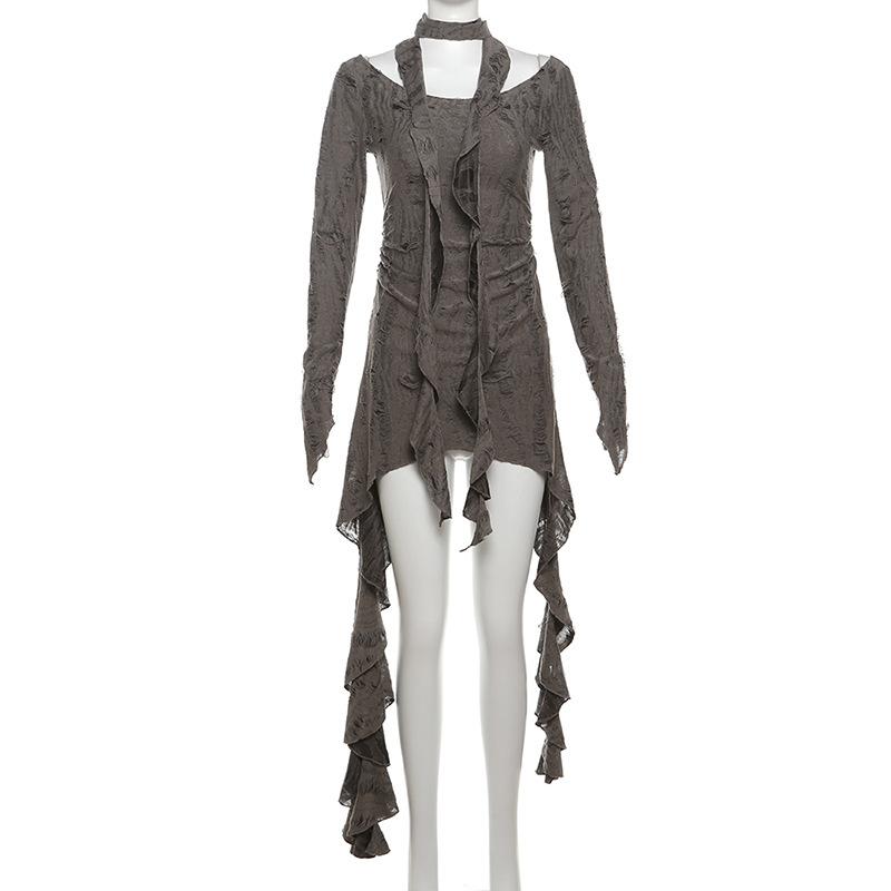 Long sleeve off shoulder ruffle mini dress