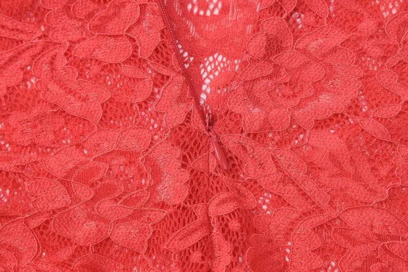 Long sleeve high neck see through lace maxi dress  | red tango dress
