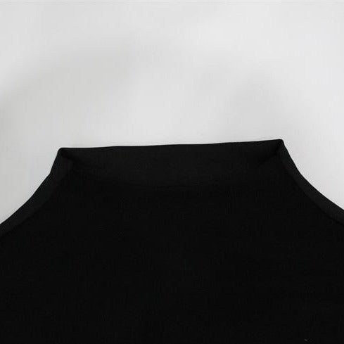 Long sleeve high neck mesh patchwork bodysuit