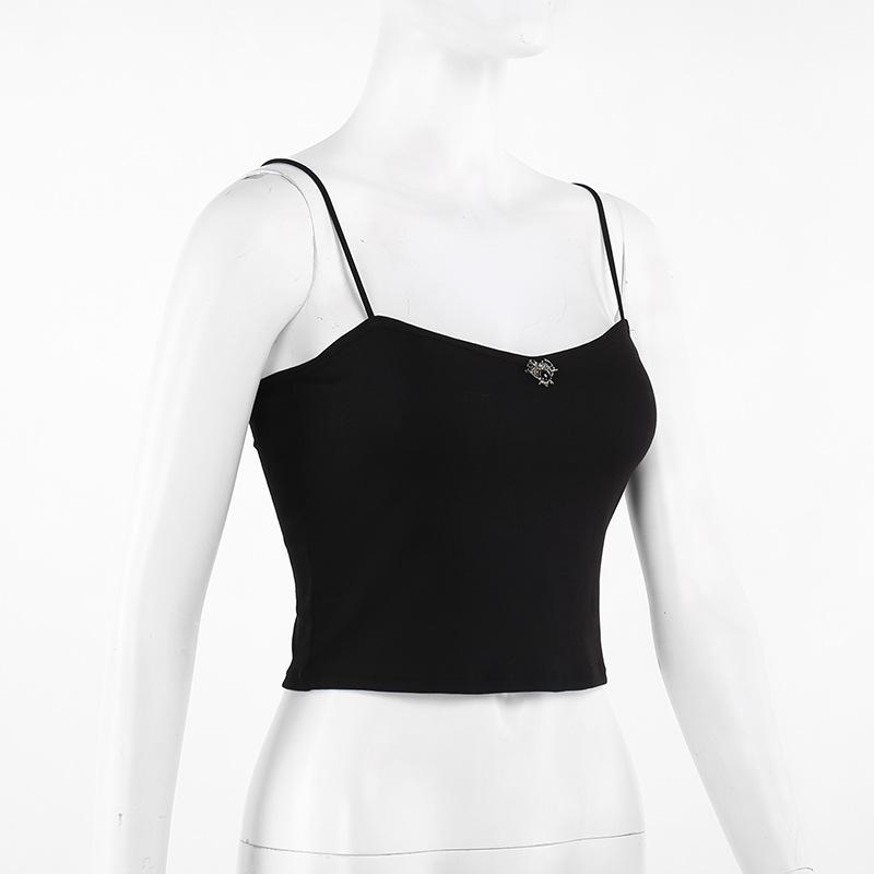 Heart applique spider web padded cami top