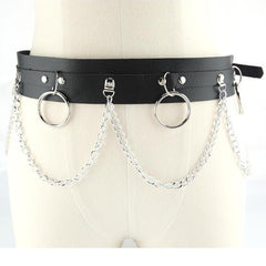 PU leather o ring metal chain belt