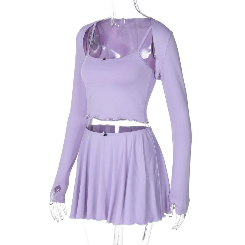 Long sleeve gloves shrug 3 piece cami pant set