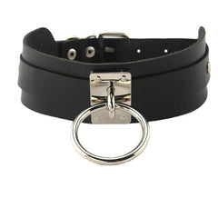 O ring PU leather adjustable choker necklace