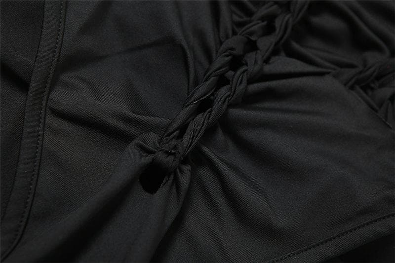 Long sleeve hollow out buckle solid bodysuit