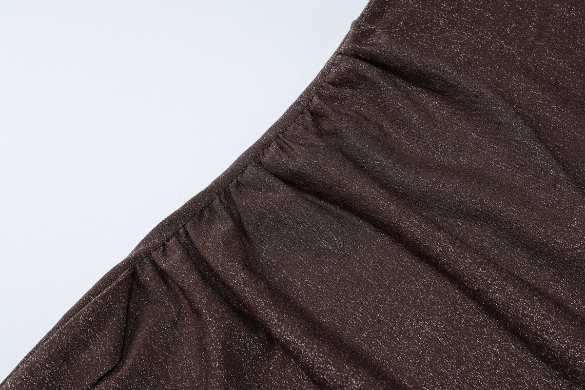 Glitter one shoulder slit cami maxi dress
