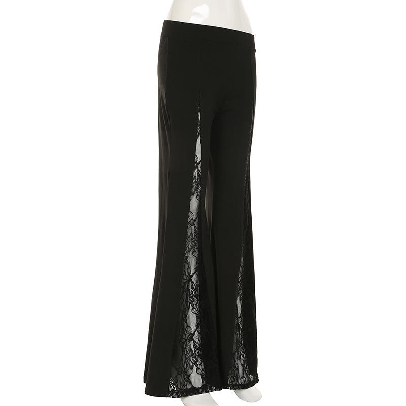Lace patchwork medium rise pant