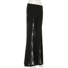 Lace patchwork medium rise pant