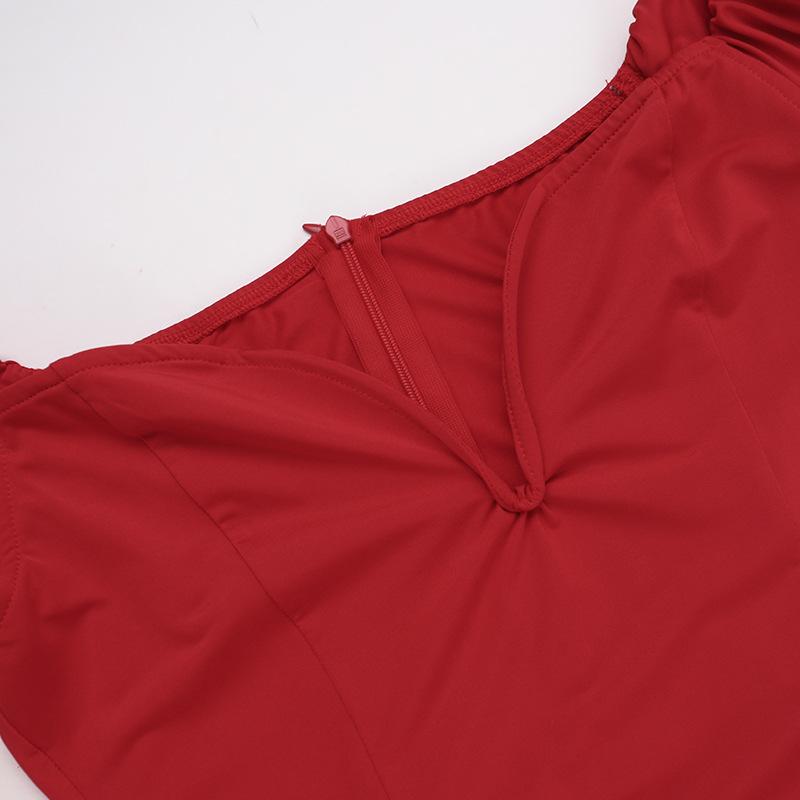 Off shoulder ruched knotted zip-up maxi dress  | red tango dress