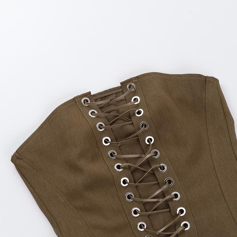 Corset backless lace up tube top