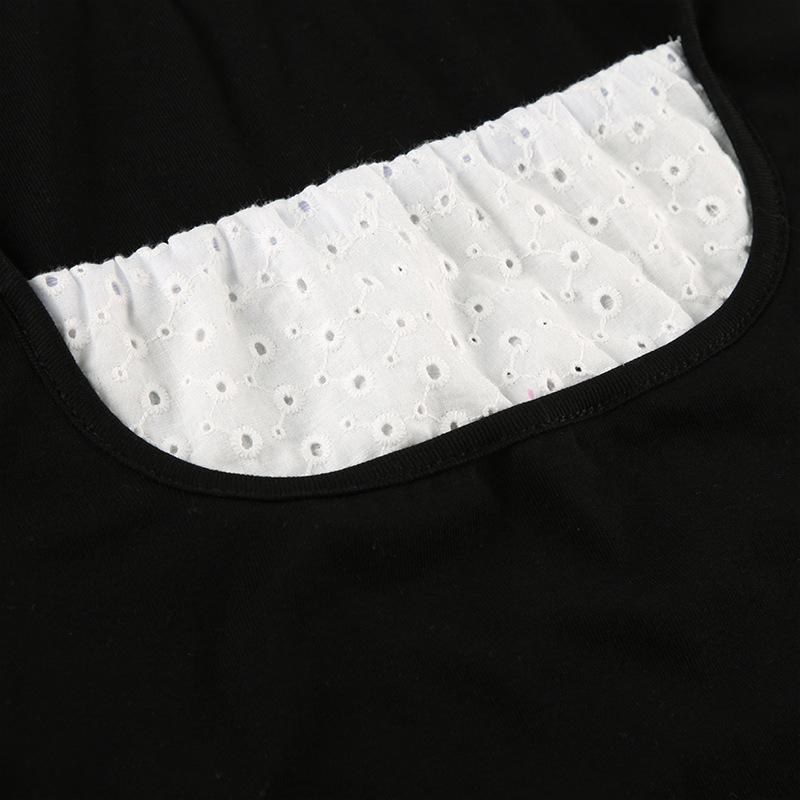 Puff sleeve square neck patchwork top