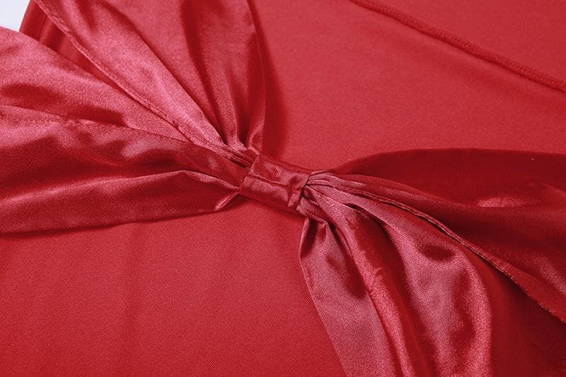 Cowl neck bowknot backless solid cami maxi dress  | red tango dress
