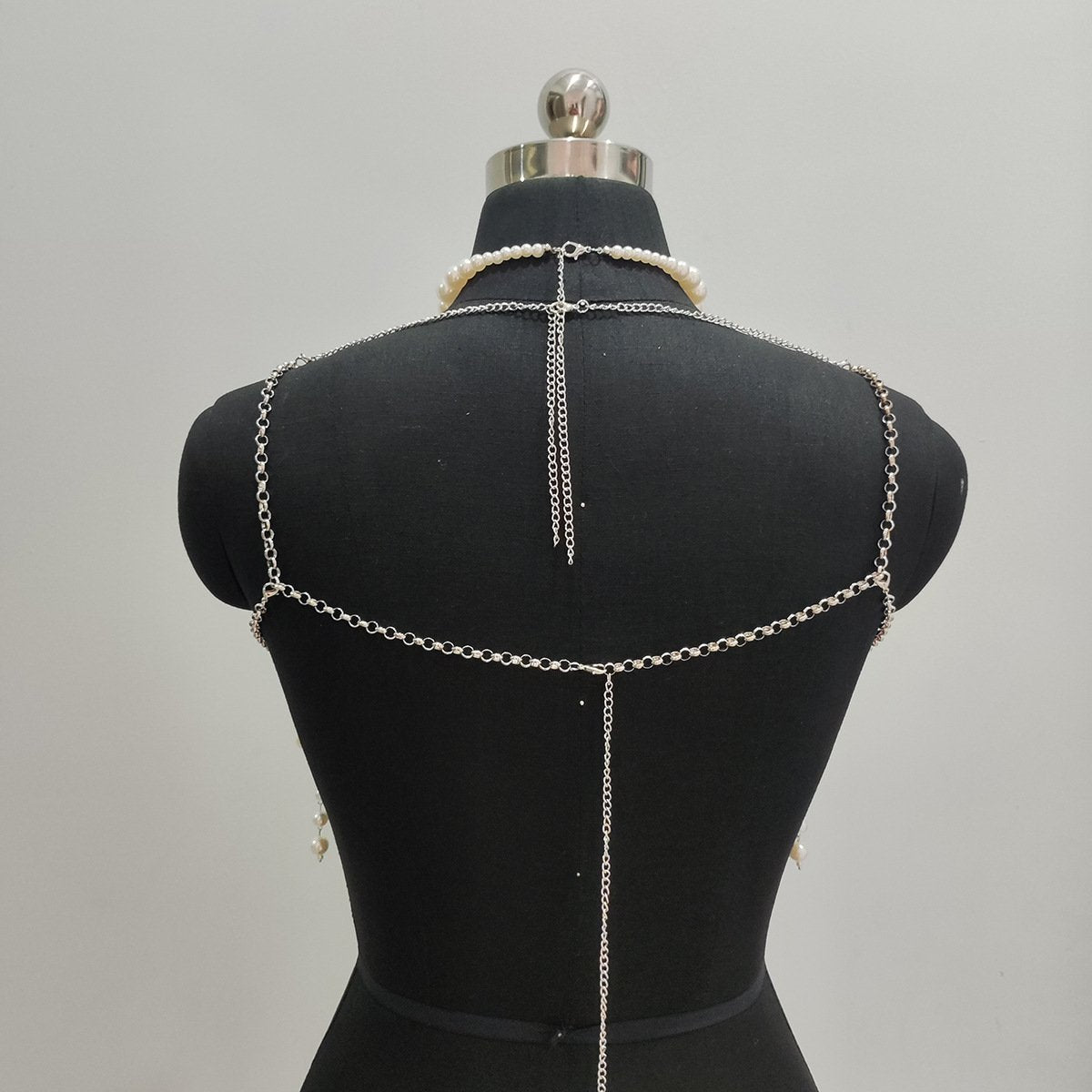 Halter pearls hollow out backless tassels top