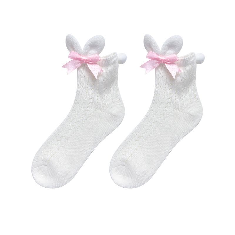 Bowknot bunny ears applique long socks
