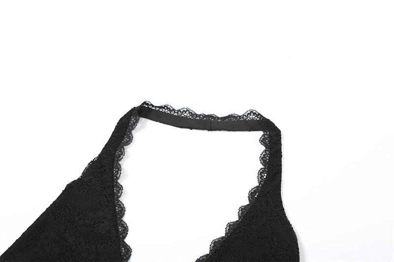 Halter deep v neck patchwork lace ruffle mini skirt set