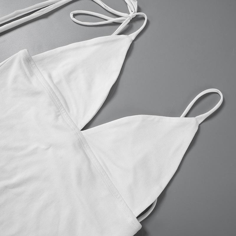 V neck backless 2-way solid cami top