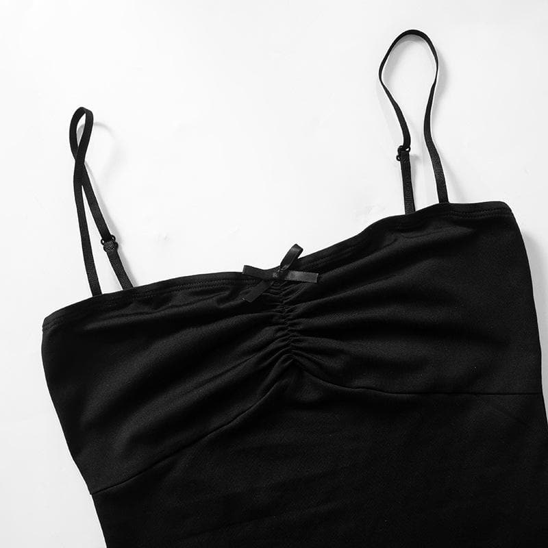 Ruched bowknot sweetheart neck backless cami top
