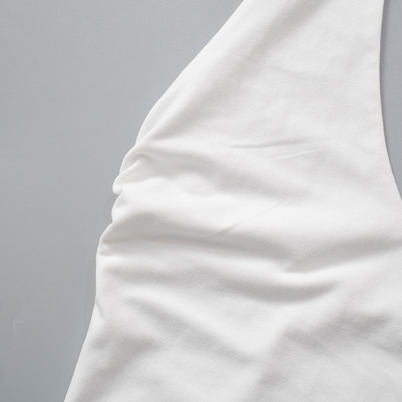 Halter v neck ruched slit backless top