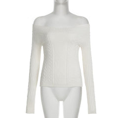 Off shoulder long sleeve sweater top