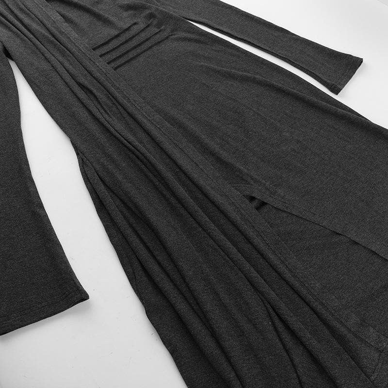 Long sleeve slit high neck solid maxi dress