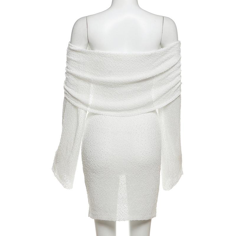 Long sleeve off shoulder knitted mini dress