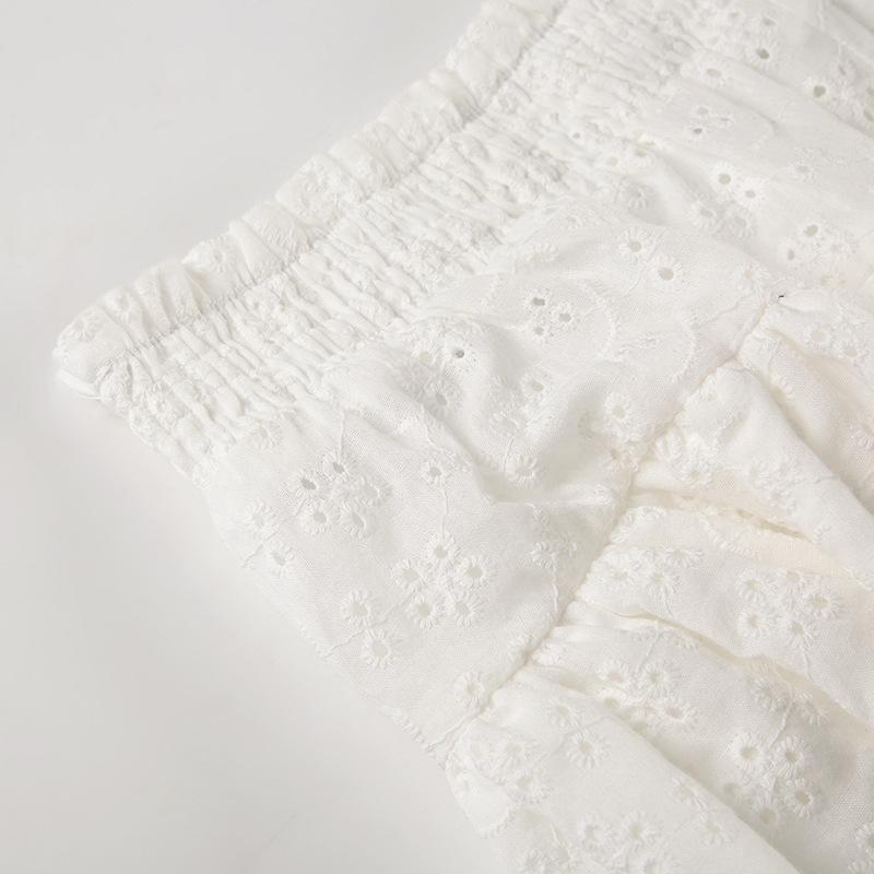 A line hollow out solid mini skirt
