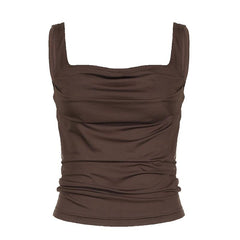 Sleeveless ruched solid backless cami top