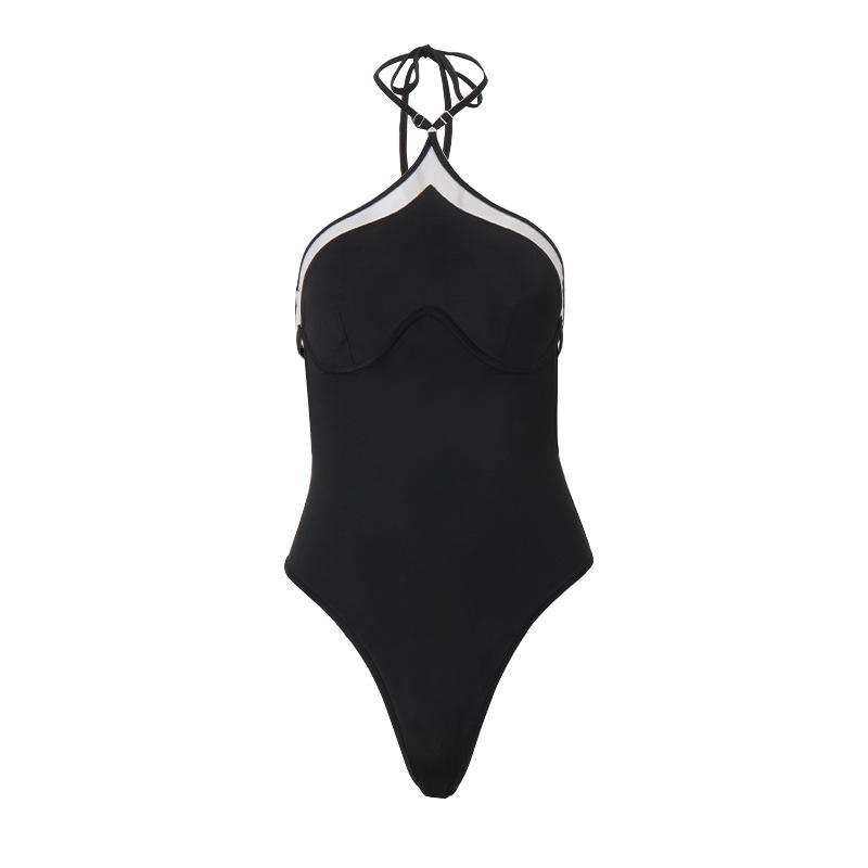 Halter backless sweetheart pattern bodysuit