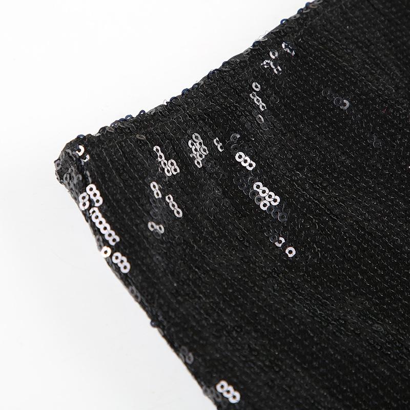 Glitter slit knitted mini skirt