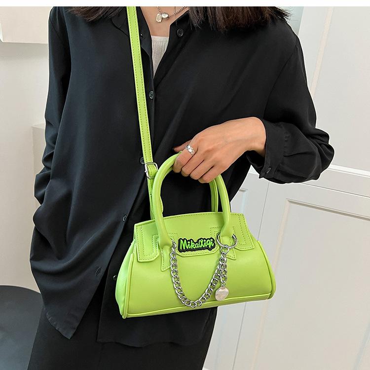 Contrast PU metal chain crossbody purses